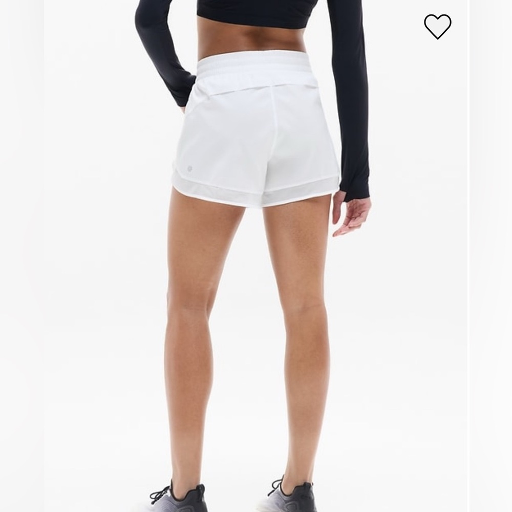 Athleta Mesh Racer Run 4” Shorts White Mid Rise NWT Size Medium - Picture 3 of 9